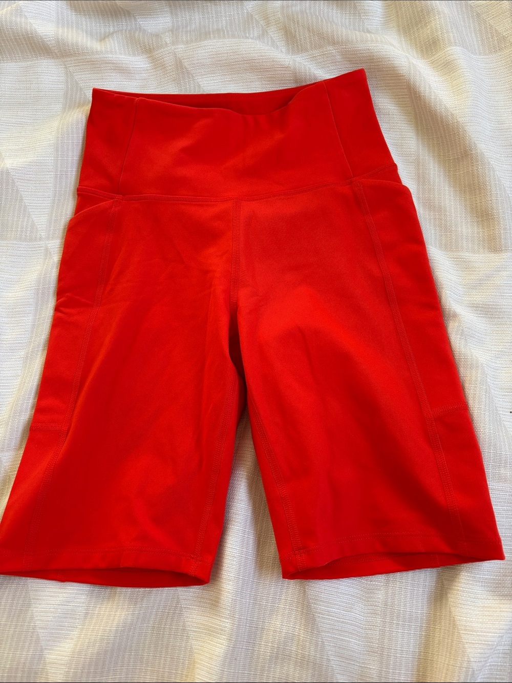 girlfriend collective Orange High-Waist Bike Shorts